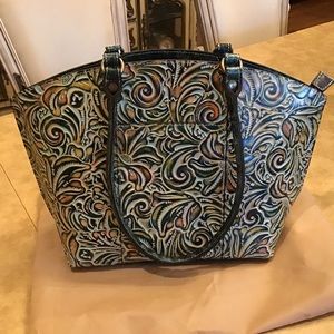 Patricia Nash- Michel Dome Zip Top Tote-Turquoise Multi